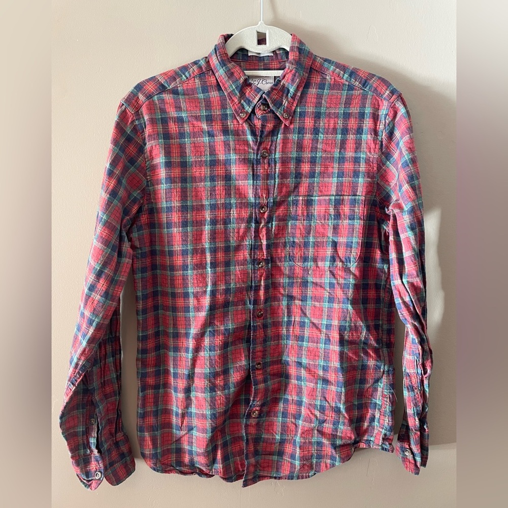 J. Crew Red and Blue Plaid Men's Shirt